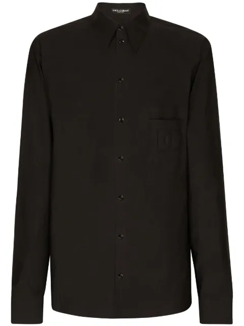 Dolce & Gabbana logo-motif cotton-blend shirt Black G5KF5TGF534