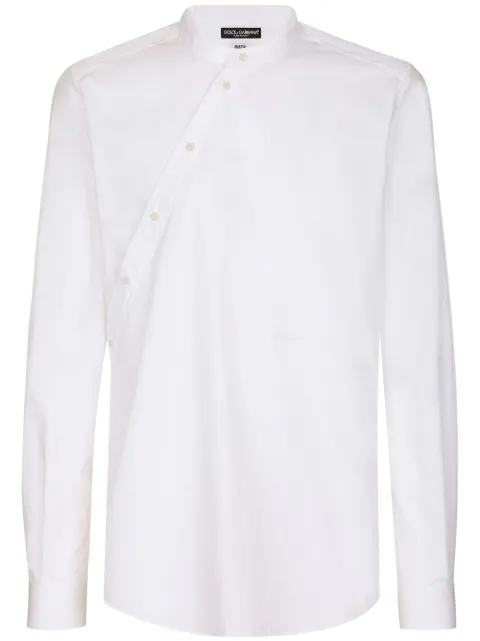 Dolce & Gabbana long-sleeve collarless shirt White G5KB1TFU5T9