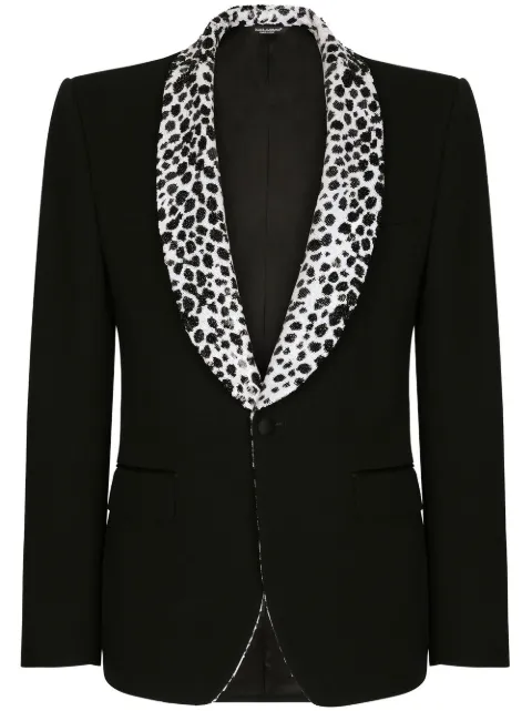 Dolce & Gabbana Sicilia-fit single-breasted tuxedo blazer Black G2RS1ZFUBE7