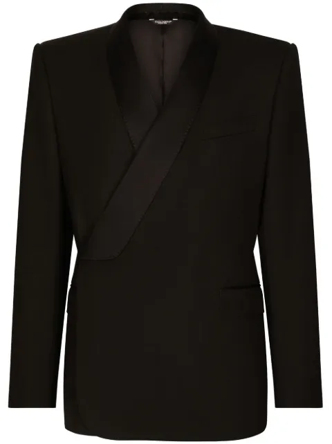 Dolce & Gabbana Sicilia-fit double-breasted tuxedo blazer Black G2RR4TFUBE7
