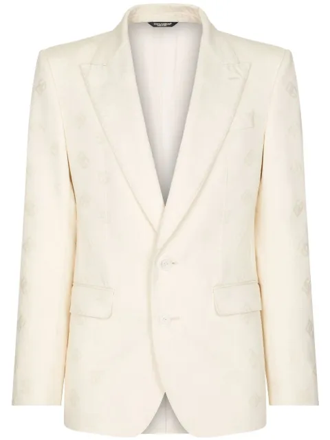 Dolce & Gabbana DG-logo jacquard single-breasted blazer Neutrals G2QU6TFJ6B4