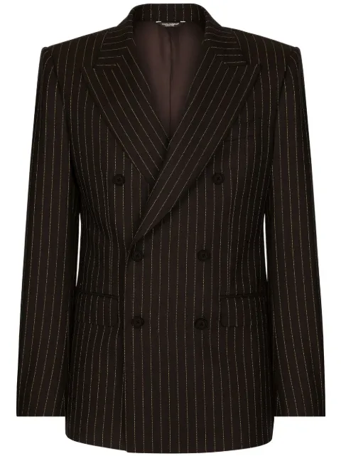 Dolce & Gabbana Sicilia pinstripe double-breasted blazer Black G2QU4TFR2ZJ