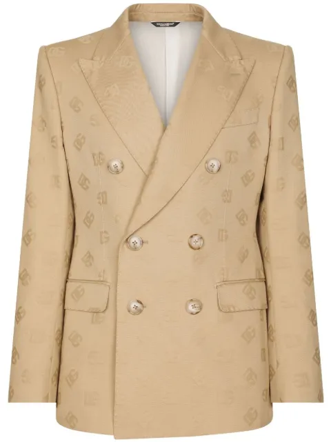 Dolce & Gabbana jacquard logo motif blazer Neutrals G2QU4TFJ6B4