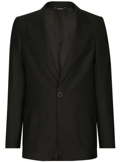 Dolce & Gabbana Portofino single-breasted wool-silk blazer Black G2QH0TFU3MB