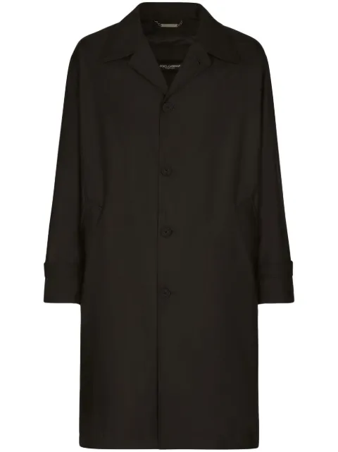 Dolce & Gabbana logo-tag single-breasted trench coat Black G036CTFUSXS
