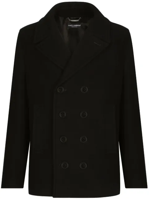 Dolce & Gabbana logo-tag double-breasted peacoat Black G036DTHUMQQ