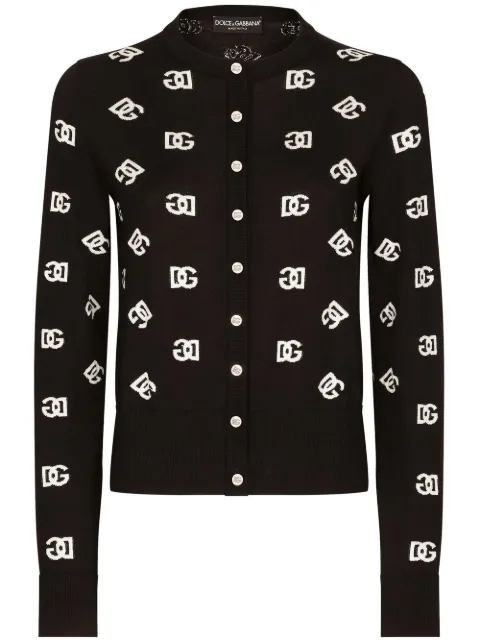 Dolce & Gabbana DG-logo wool-silk cardigan Black FXJ32TJEMO9