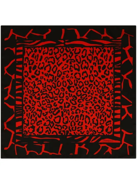 Dolce & Gabbana animal-print silk scarf Red FN090RGDBKR