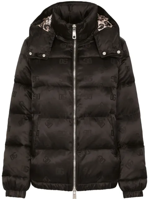 Dolce & Gabbana DG-logo jacquard puffer jacket Black F9P48TFJSCE