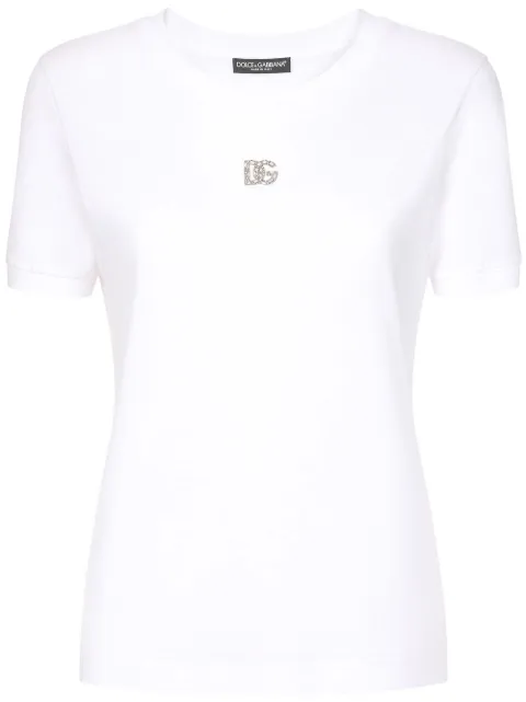 Dolce & Gabbana crystal-embellished cotton T-shirt White F8T00ZG7B3U