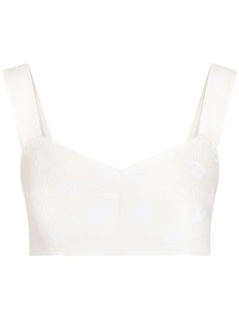 Dolce & Gabbana DG-logo jacquard corset top White F7Q34TFJTBP
