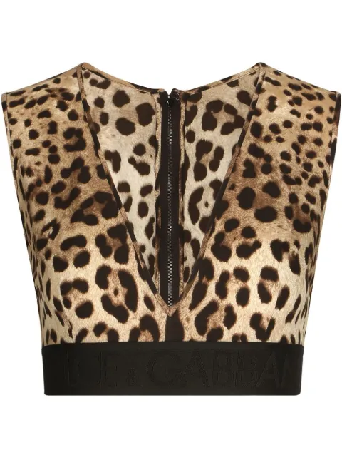Dolce & Gabbana leopard-print crop top Brown F772ETFSADD
