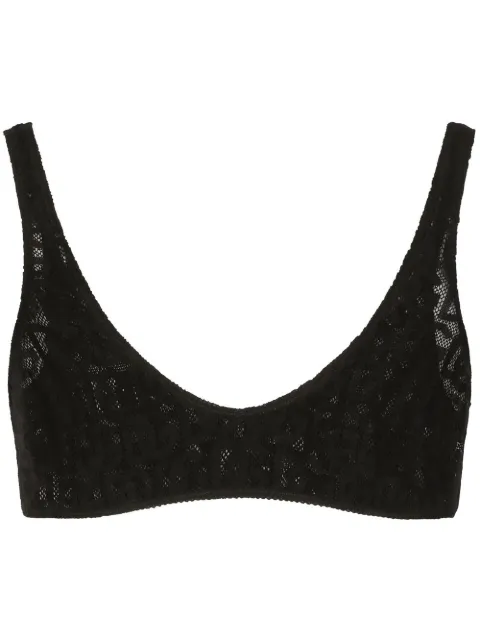 Dolce & Gabbana DG-logo jacquard tulle bralette Black F770DTFLEAQ