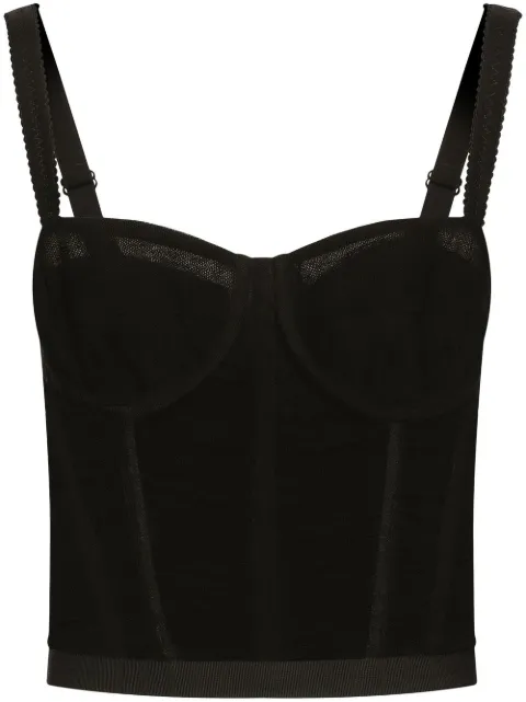 Dolce & Gabbana draped tulle corset top Black F761ETFLEAA