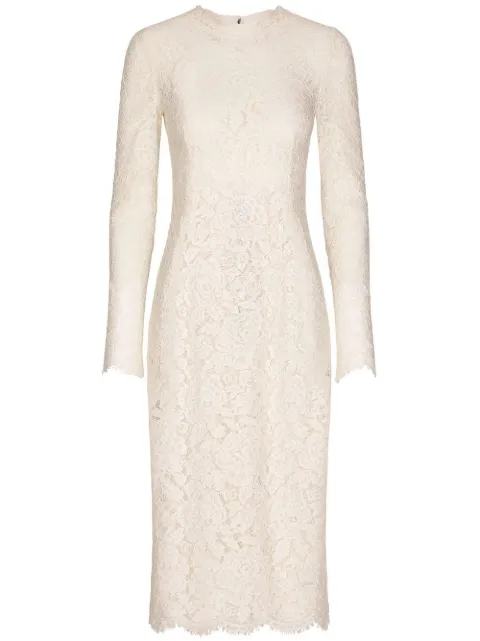 Dolce & Gabbana midi floral-lace long-sleeve dress White F6M0DTFLRE1