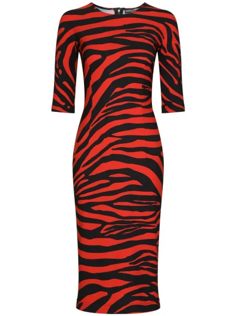 Dolce & Gabbana zebra-print midi dress Red F6AXKTFSG57