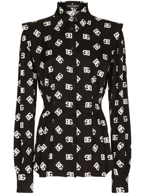 Dolce & Gabbana DNA DG-logo stretch-silk shirt Black F5Q70TFSA4I