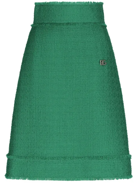 Dolce & Gabbana Raschel tweed midi skirt Green F4CKXTFMMHN