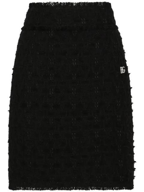 Dolce & Gabbana side-slit rush-stitch midi skirt Black F4CB0TFUTBI