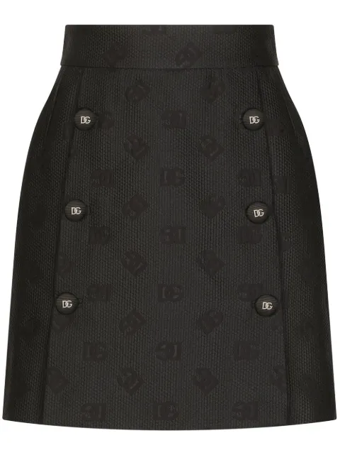 Dolce & Gabbana DG-logo jacquard miniskirt Black F4B7RTFJTBP