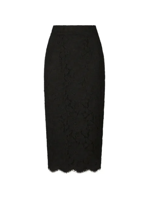 Dolce & Gabbana floral-lace midi skirt Black F4B7ITFLRE1