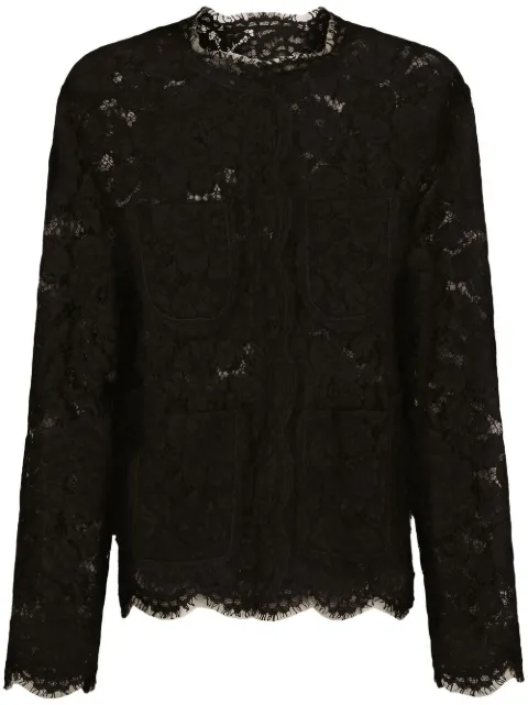 Dolce & Gabbana floral-lace single-breasted jacket Black F29TUTHLM7L
