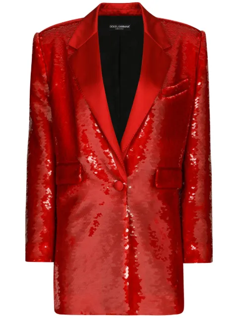 Dolce & Gabbana sequin-embellished single-breasted blazer Red F29NVTFLSF0