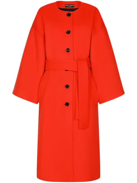 Dolce & Gabbana belted single-breasted coat Orange F0C4ETFU3OE