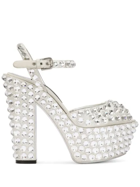 Dolce & Gabbana rhinestone-embellished platform pumps White CZ0290AD955