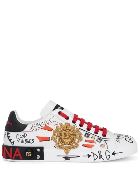 Dolce & Gabbana Portofino studded leather sneakers White CS1772AH494
