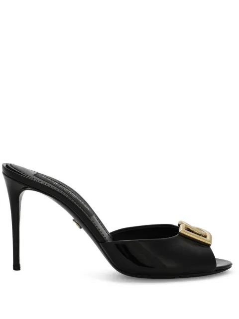 Dolce & Gabbana patent leather mules with DG logo Black CR1484A1471