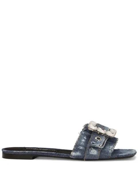 Dolce & Gabbana embellished patchwork-denim sandals Blue CQ0538AY841