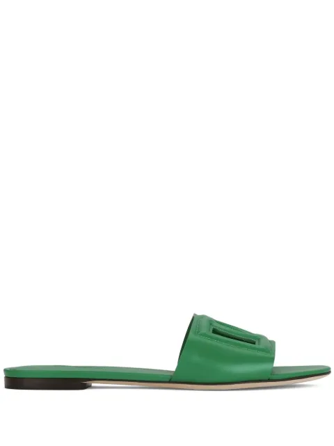Dolce & Gabbana calfskin slides with DG Millennials logo Green CQ0436AY329
