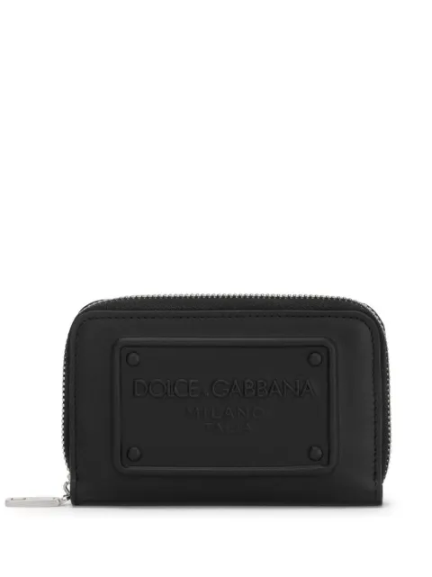 Dolce & Gabbana logo-embossed leather zip-around wallet Black BP2522AG218