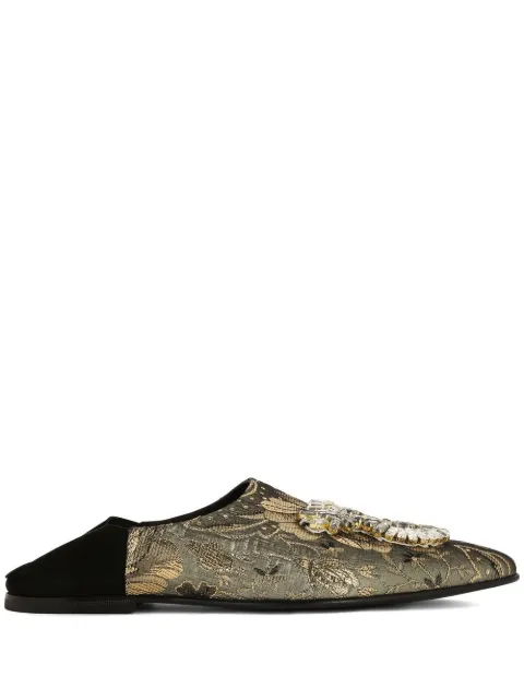 Dolce & Gabbana embellished jacquard slippers Gold A50527AL188