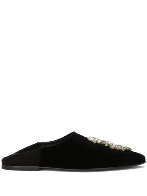 Dolce & Gabbana brooch-detail velvet slippers Black A50527AL175