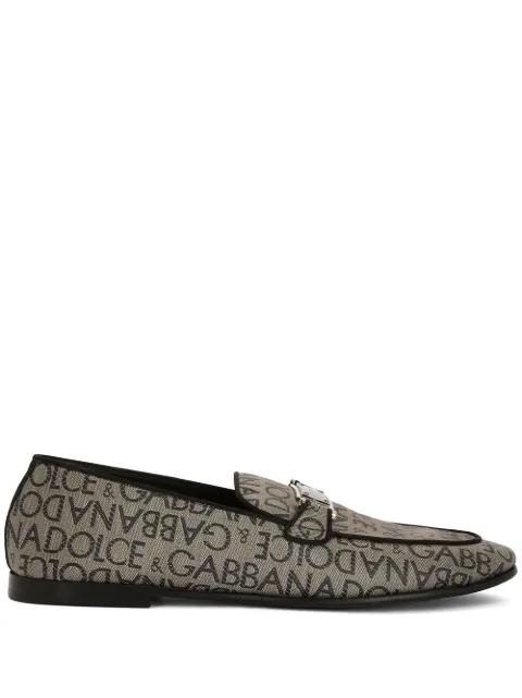Dolce & Gabbana logo-tag jacquard loafers Brown A50516AJ699