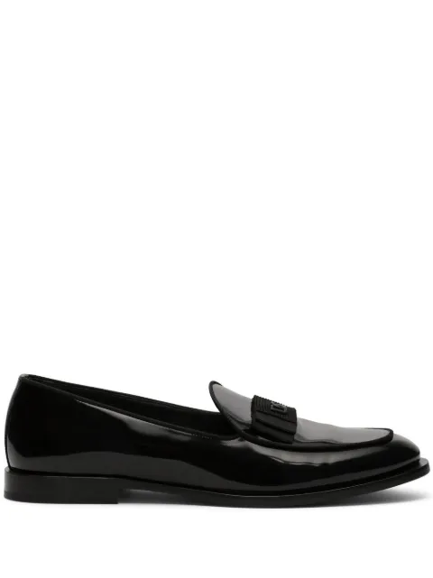 Dolce & Gabbana logo-tag patent leather slippers Black A50506A103780999