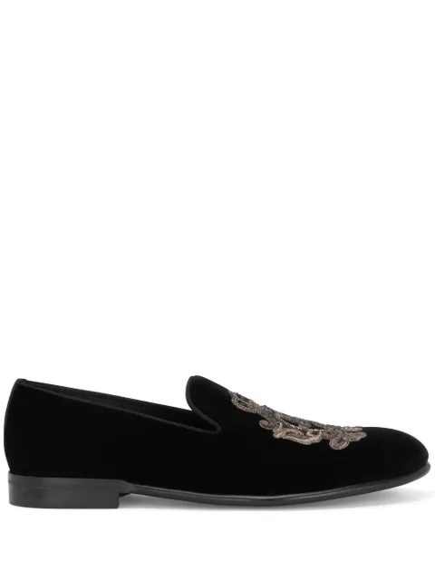 Dolce & Gabbana embroidered velvet slippers Black A50490AO249