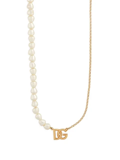 Dolce & Gabbana link necklace with pearls and DG logo Gold WNP2P1W1111
