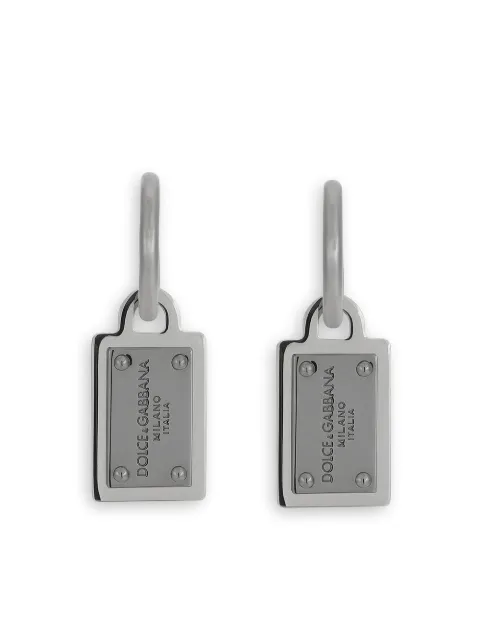 Dolce & Gabbana logo-tag drop earrings Silver WEP1T1W1111