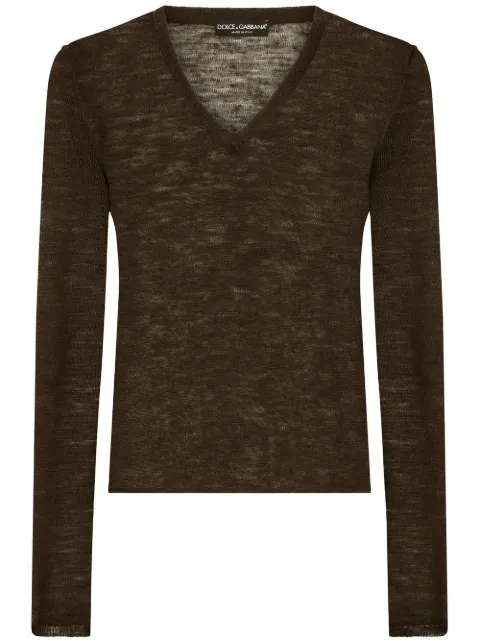Dolce & Gabbana transparent-design knit top Brown GXP32TJEMY4