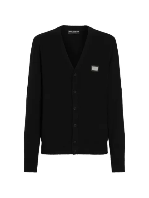 Dolce & Gabbana logo-tag cashmere-wool cardigan Black GXO37TJEMQ4