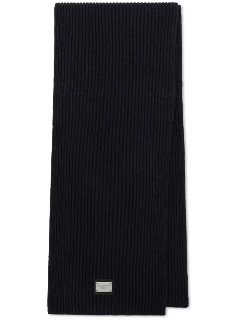 Dolce & Gabbana logo-patch wool scarf Blue GXK64TJEMQ5