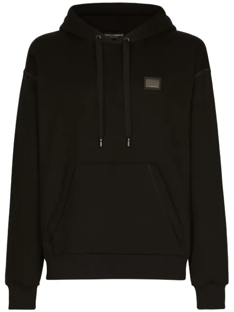 Dolce & Gabbana logo-tag drawstring hoodie Black G9ZU0TG7F2G