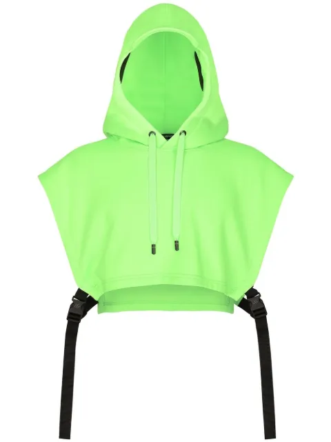 Dolce & Gabbana logo-print cropped hoodie Green G9ZT4THU7LB