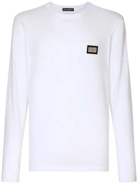 Dolce & Gabbana logo-tag long-sleeve T-shirt White G8PV0TG7F2I