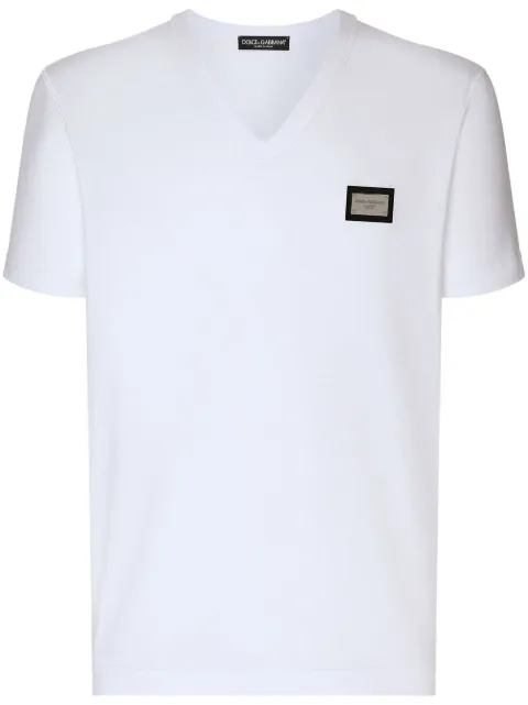 Dolce & Gabbana V-neck T-shirt White G8PT2TG7F2I