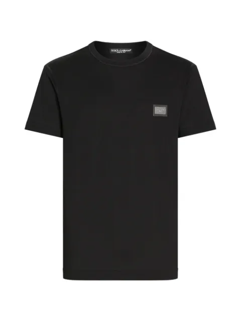 Dolce & Gabbana Cotton T-shirt with branded tag Blue G8PT1TG7F2I