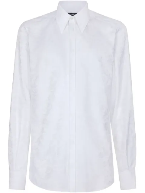 Dolce & Gabbana Martini-fit floral-jacquard cotton shirt White G5JL8TPJ5AE